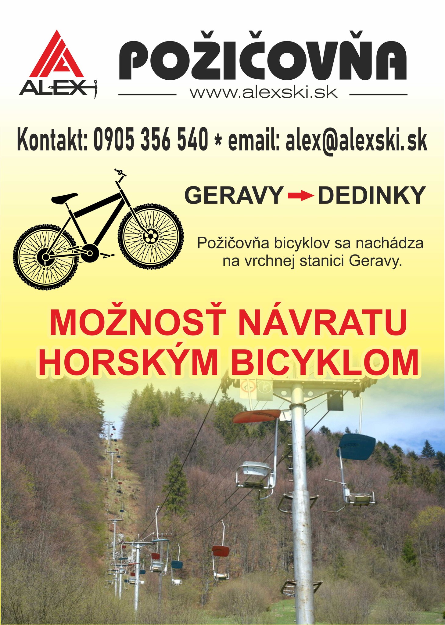 Turistické informačné centrum ALEX v Slovenskom raji / požičovňa bicyklov: Otváracie hodiny