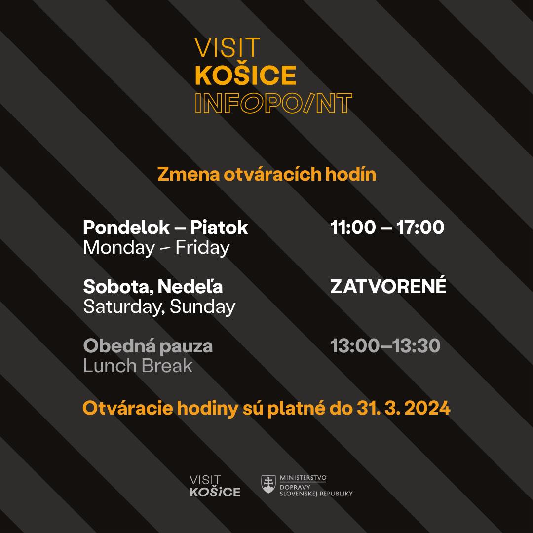 Visit Košice Infopoint: Otváracie hodiny