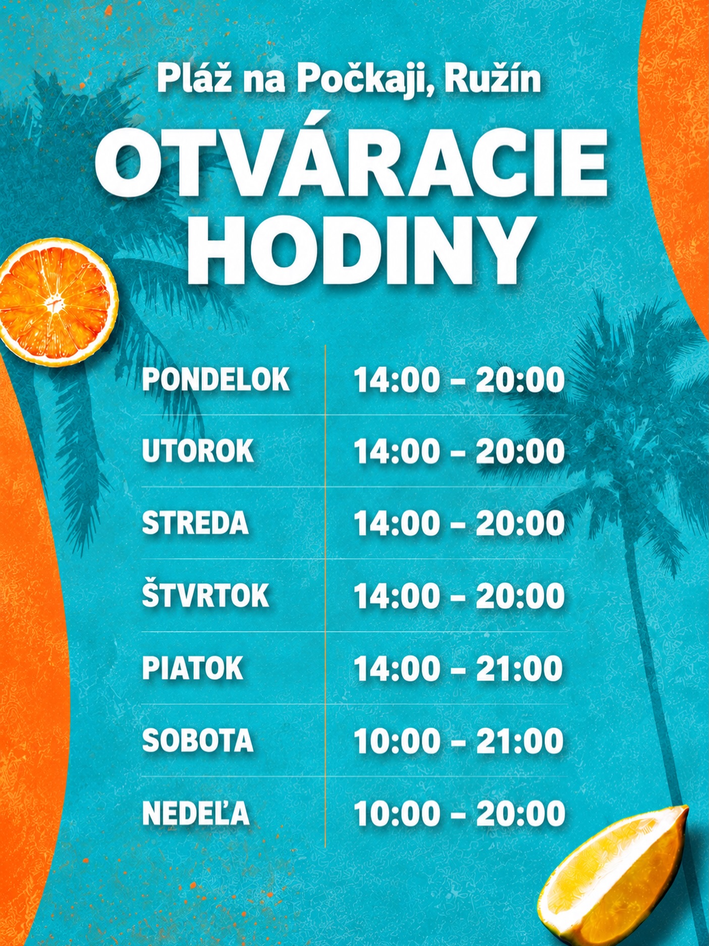 Lodenica PLAŽ NA POČKAJI RUŽÍN : Otváracie hodiny