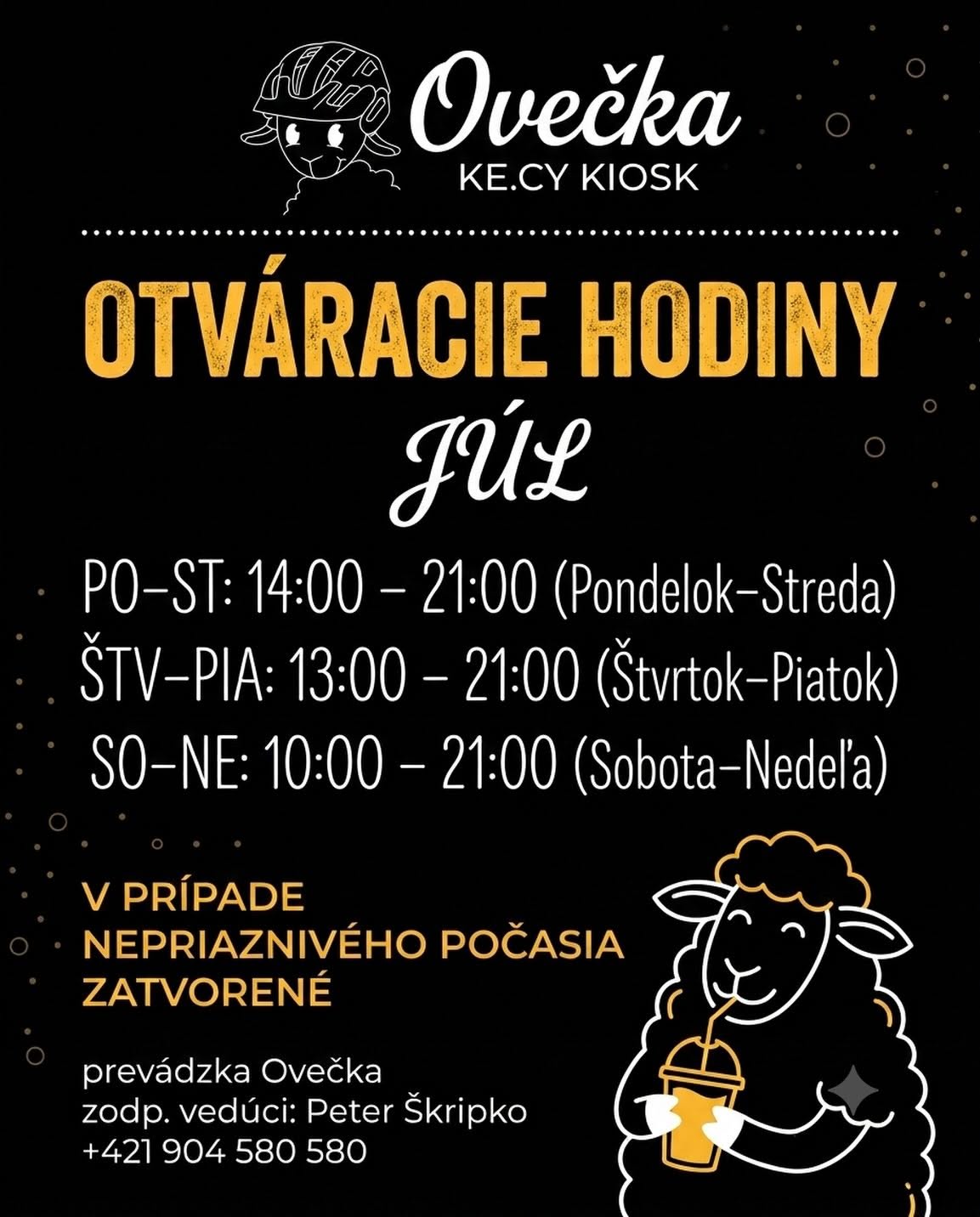 Ovečka KE.CY kiosk: Otváracie hodiny