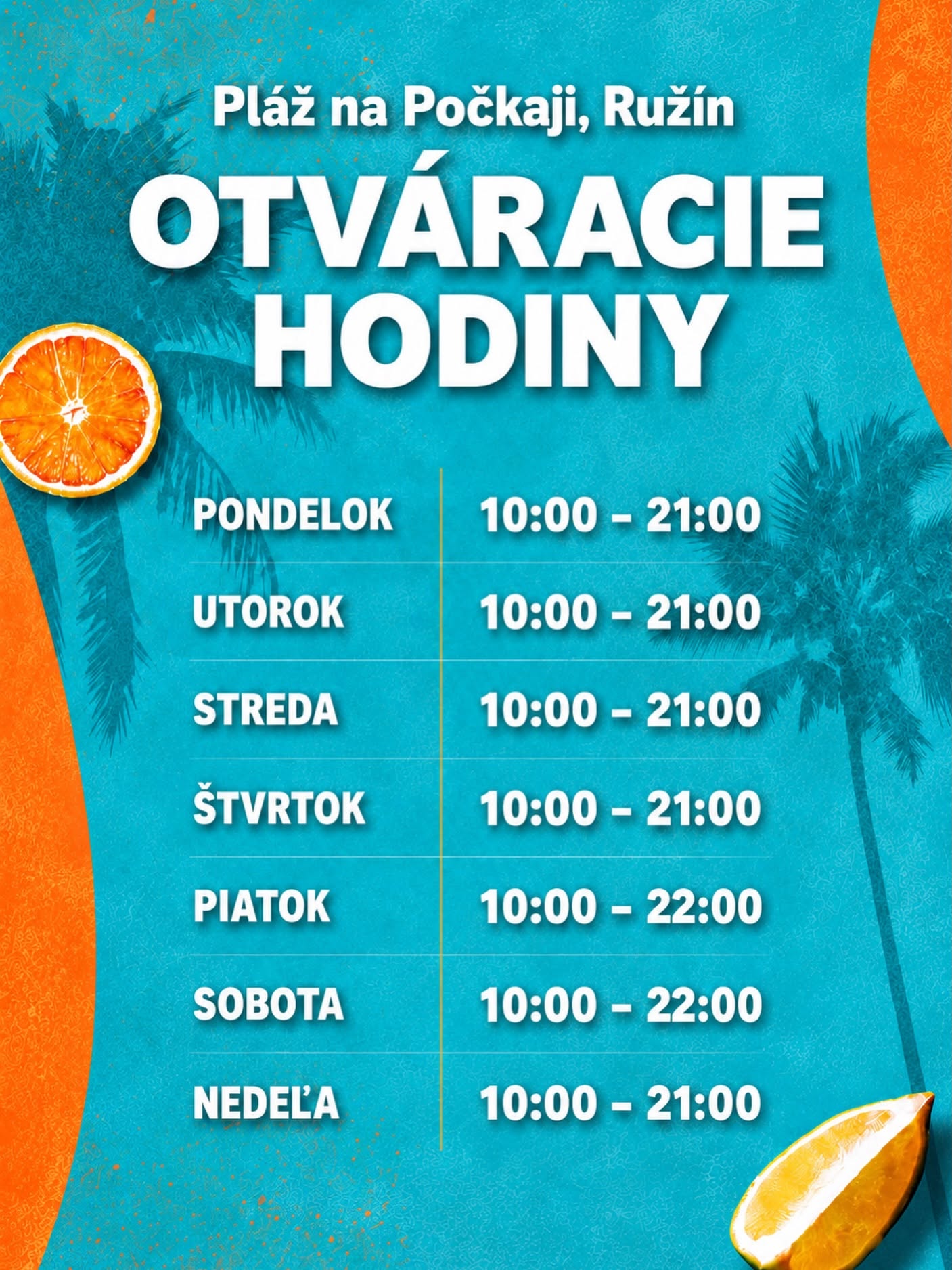 Lodenica PLAŽ NA POČKAJI RUŽÍN : Otváracie hodiny