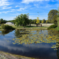 Oddychová zóna so sochami a obecná pivnica v Čerhove s jazierkom, Fotograf: Jozef Mareček (https://www.facebook.com/jozef.marecek.94 Oddychová zóna so sochami a obecná pivnica v Čerhove s jazierkom