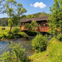 Drevený krytý most v Štefanskej Hute – Kluknava Drevený krytý most v Štefanskej Hute – Kluknava
